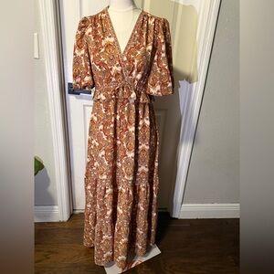 Max Studio Maxi Dress - Orange and Cream